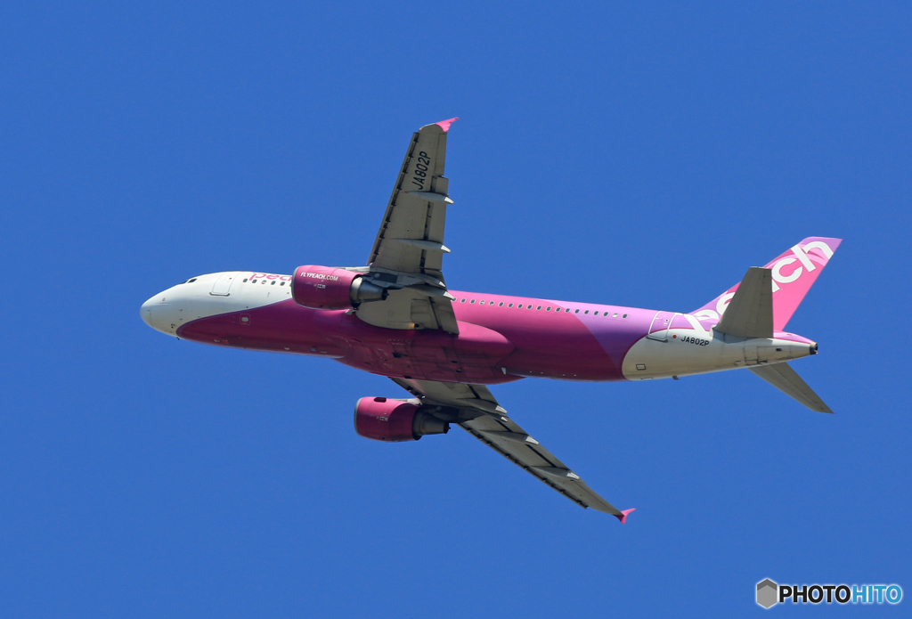 「そらー」 peach A320-214 JA802P 離陸です