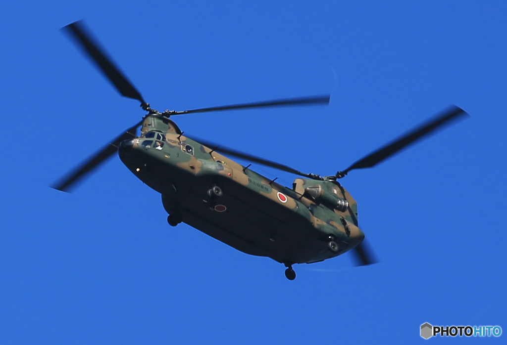 [青い空]　kawasaki  CH-47JA  来たぁ〜