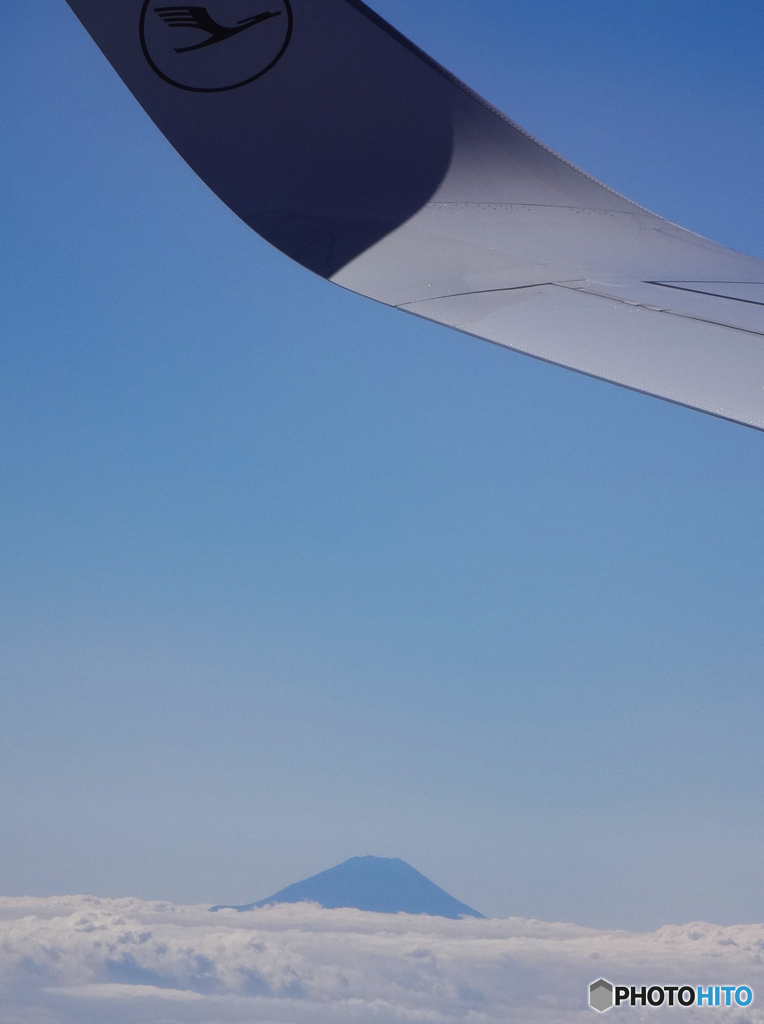 空の旅　見えた　富士山が　綺麗でしたよ！