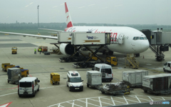 「霧の都」(1209)　ウイーン空港の働く車 & ’60特別塗装機を撮る