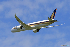 「真青の空」 Singapore 787-10 9V-SCE 飛ぶ