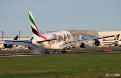「あおぞら」エミレーツ特別塗装A380　A6-EEQ  Landing 