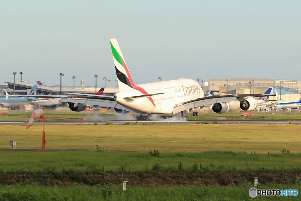 「あおぞら」 エミレーツ航空A380-861 A6-EDC通過