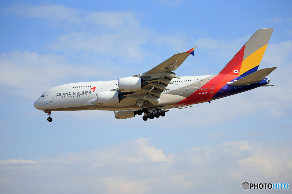 「青が好き」 Asiana A380-841 HL7625 着陸