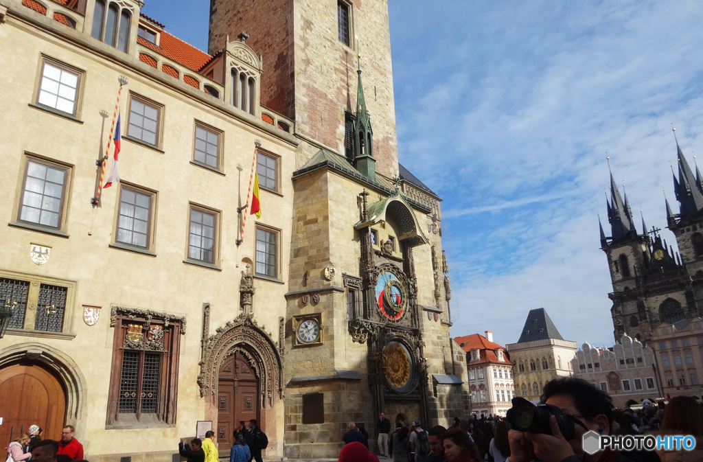チェコ（７５９）プラハの天文時計を見る
