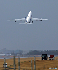 「スカイ」 NCA 747-８KZF JA12KZ 離陸