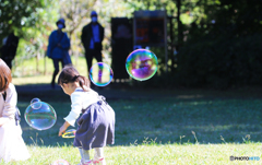「いつもの公園」○ シャボン玉　遊び ○