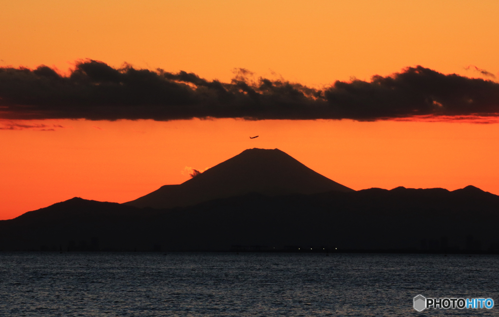 ☮ 富士山と夕焼け　☮ダイヤモンド　✈飛行機ですね！