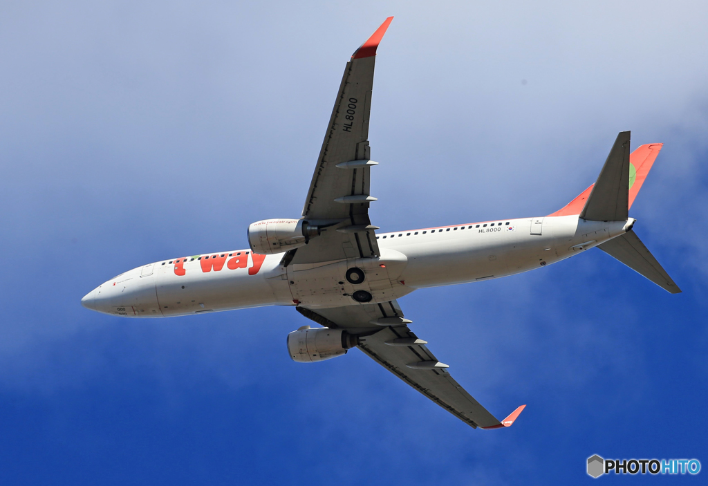 「青い日」 t'way 737-86N HL8000 離陸