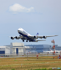 「青い空」が一番 NCA 747-8KZF JA16KZ 出発