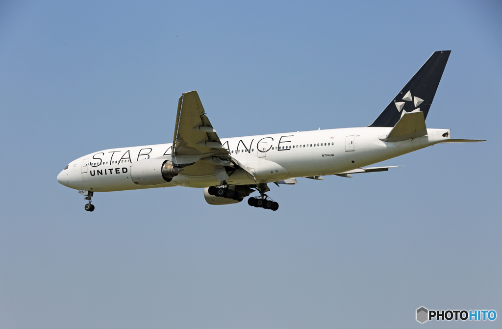 「スカイ」 UNITED STAR 777-222 N794UA 着陸します