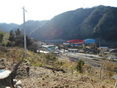 桂根八幡宮より浜原駅を望む