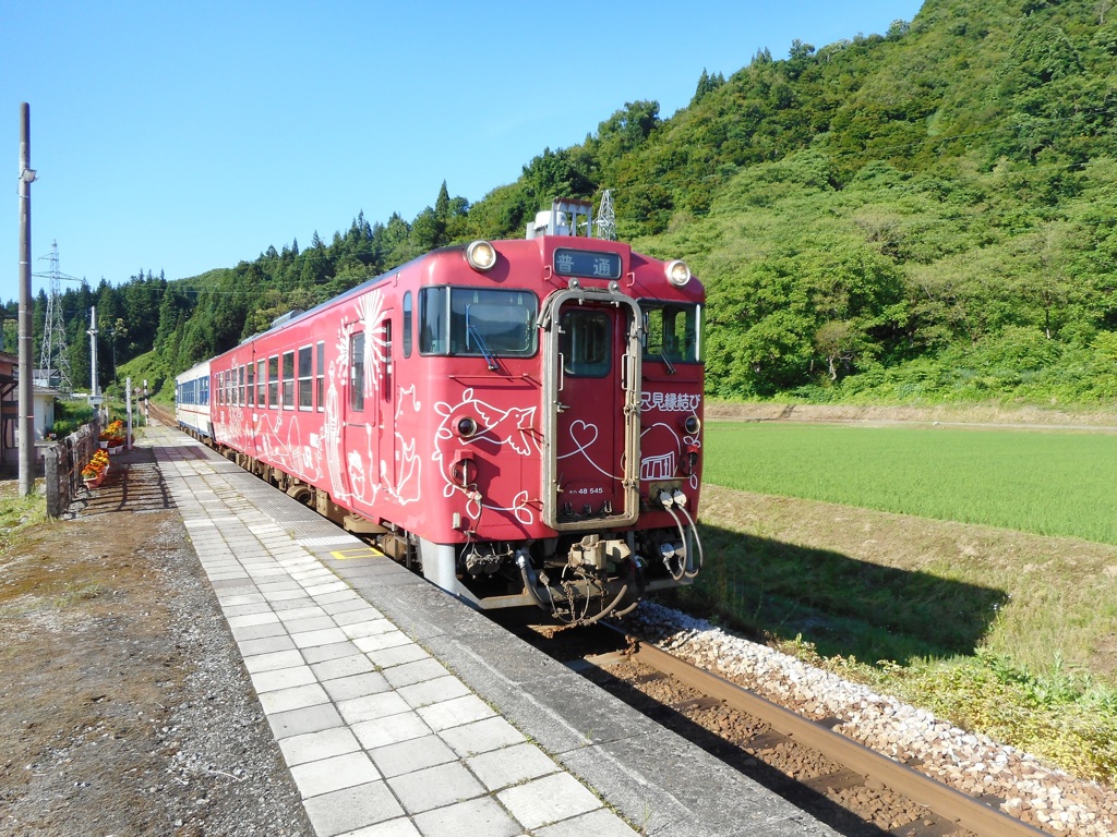 上条駅にて