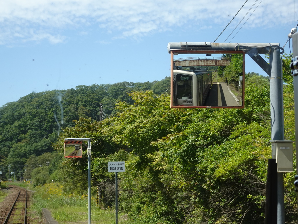 駅ホームのミラー