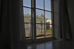 美瑛駅舎待合室から