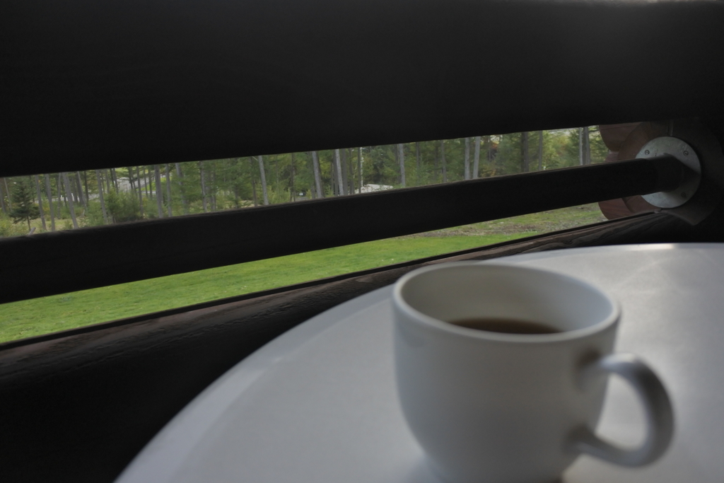 部屋のテラスでお茶を