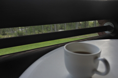 部屋のテラスでお茶を