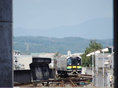 普通列車新得行が遠ざかる。