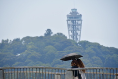 日傘に寄り添う