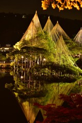 夜の兼六園　鏡の世界　１