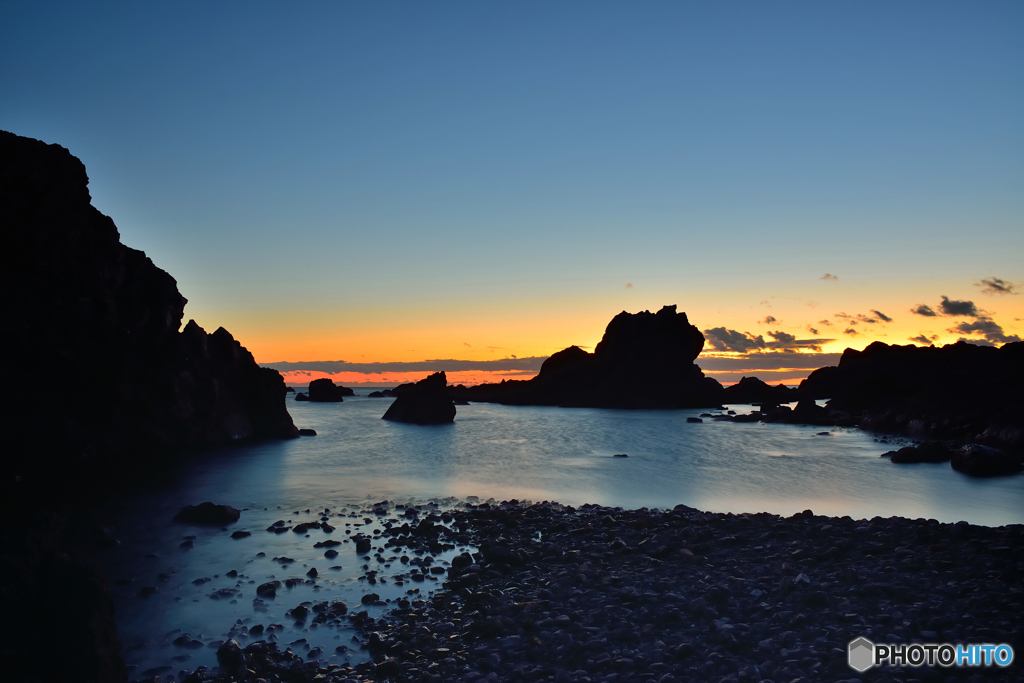 岩礁夕景