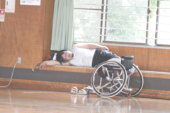 Relaxing after a match.