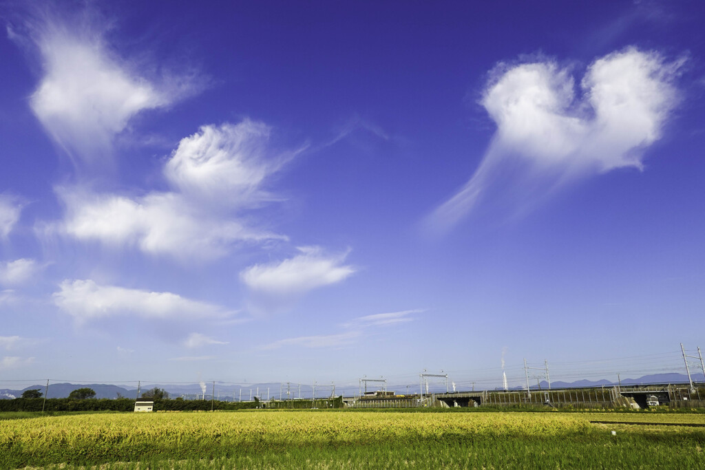 秋空に雲のハート