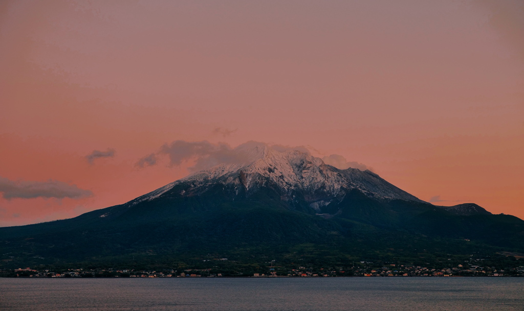 冬山に変貌した桜島