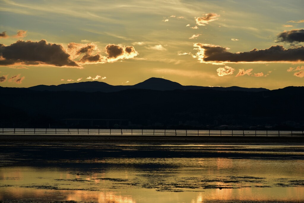 諏訪湖　夕陽
