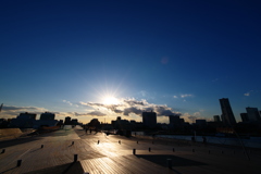 大桟橋からの西日