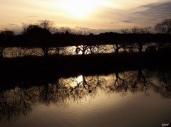 千波湖の夕景 01