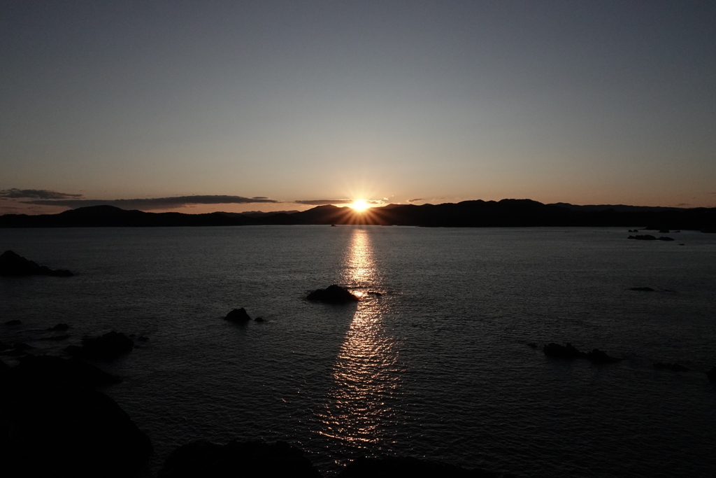 岩手県大船渡市碁石海岸からの日没