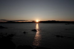 岩手県大船渡市碁石海岸からの日没