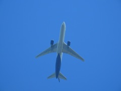 ユナイテッド航空機真上を通過