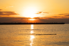 散歩道の夕焼け