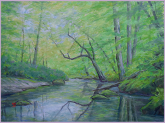 アトリ絵にて　奥入瀬　「水鏡」