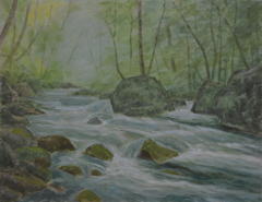 「霧の下石ヶ戸の流れ」