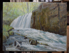 油彩　銚子大滝下流より