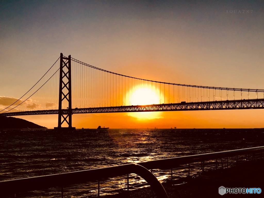 明石海峡大橋の夕景