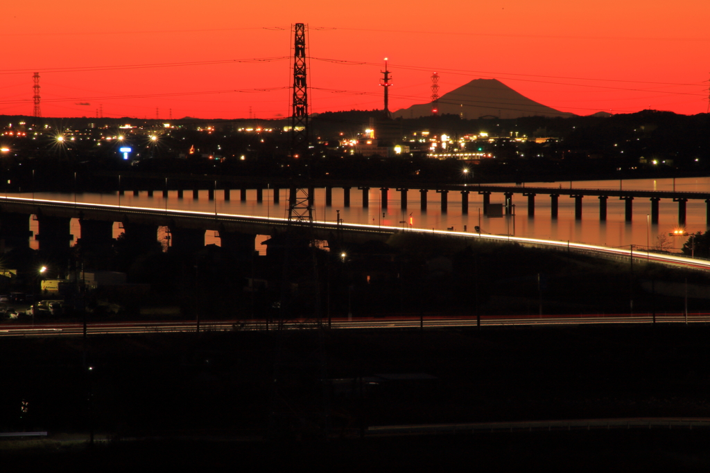 夕景富士