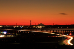 光跡と富士山