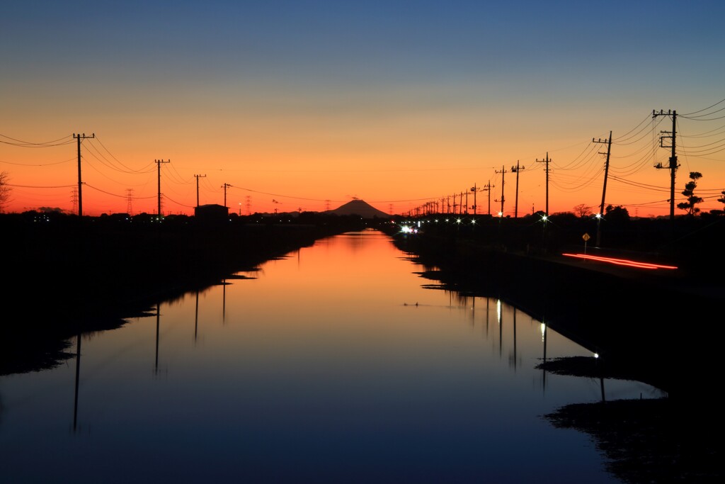  浄玄橋からの夕富士