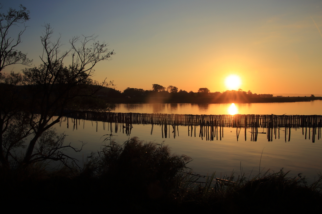 北浦湖畔からの日の出