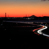 夕景富士と光跡