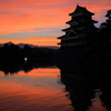 松本城の夕焼け