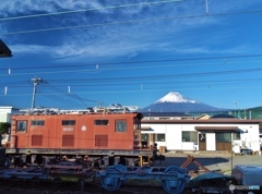 岳南富士岡駅と富士山