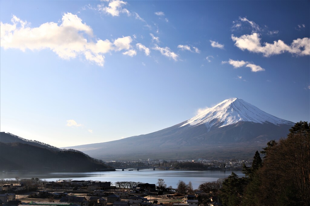 河口湖と富士山