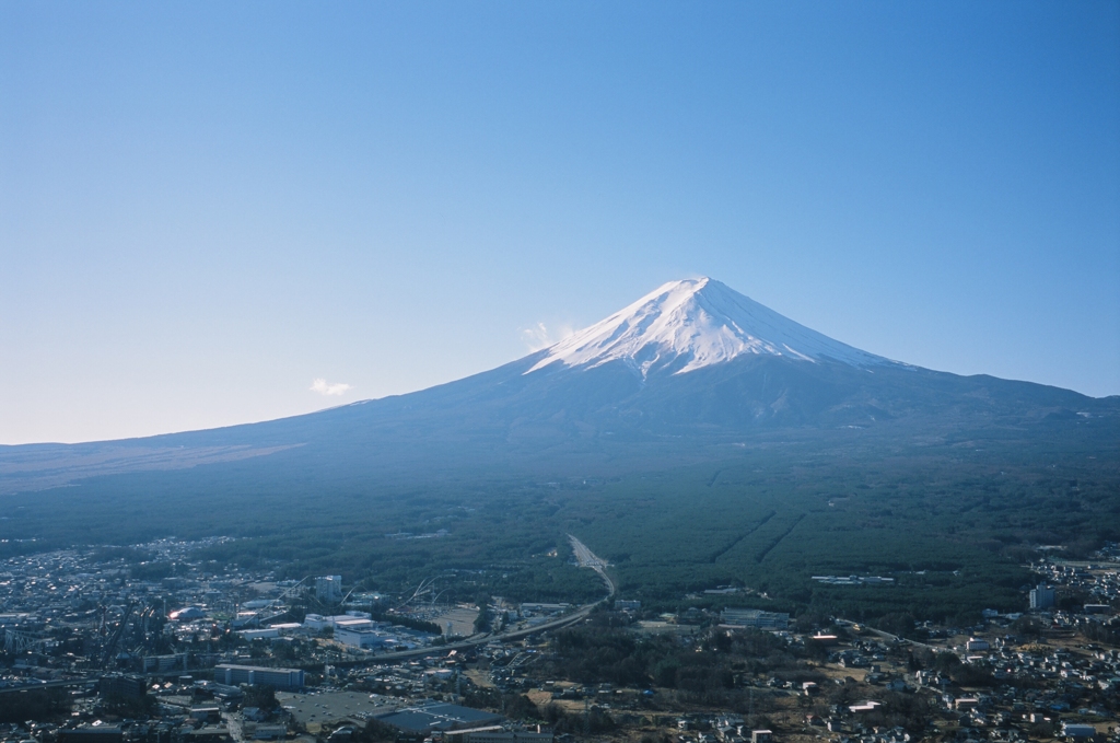 河口湖町と富士山