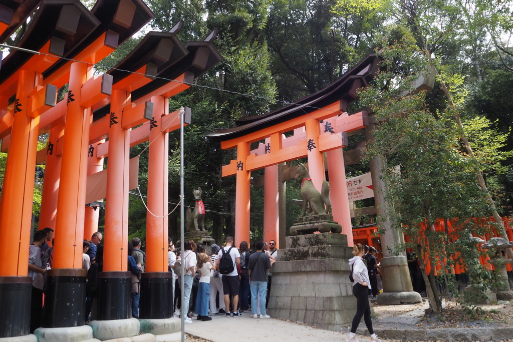 大渋滞 千本鳥居の 入り口は