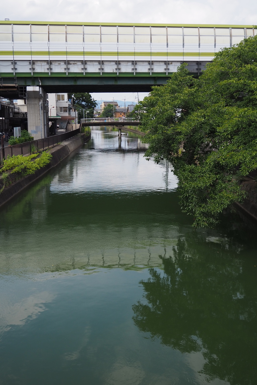 水面には どんよりブルー 夏の空